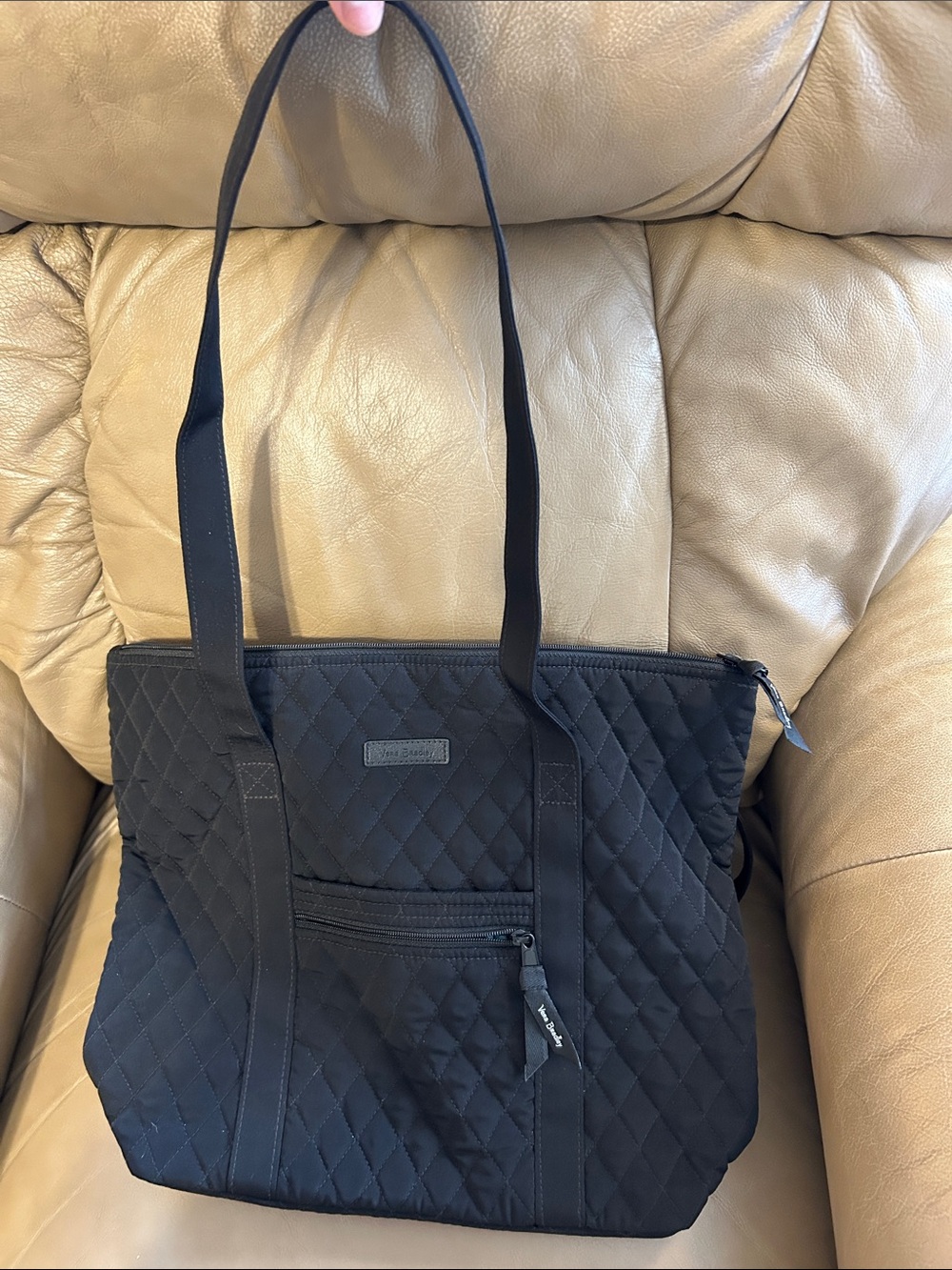 Quilted Black Shoulder Tote Bag